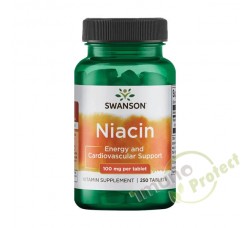 Niacin (Vitamin B-3) Swanson, 100 mg 250 tableta