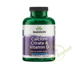 Kalcij citrat s vitaminom D - Swanson, 250 tableta