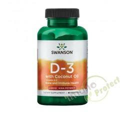 Vitamin D3 s kokosovim uljem Swanson 2000IJ, 60 kaps
